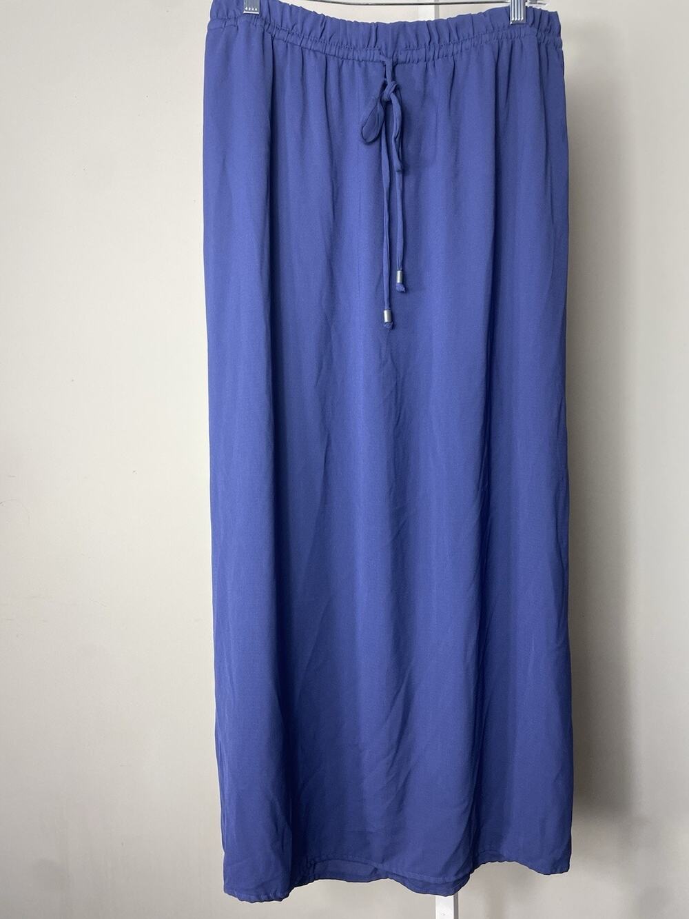 Fourteenth Place Blue Maxi Skirt Womens Large Elastic Drawstring Waist Slits EUC